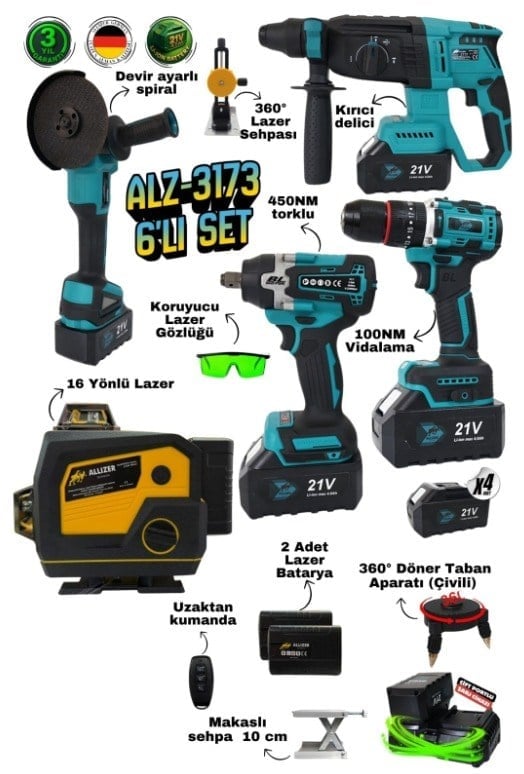 ALZ-3173 Allizer 6’lı Profesyonel Set – 16 yönlü lazerli