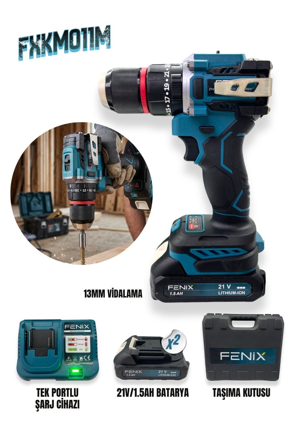 FENİX 13 MM ŞARJLI MATKAP