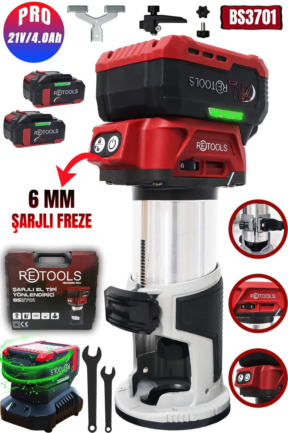 RETOOLS BORDO 6 MM ŞARJLI FREZE