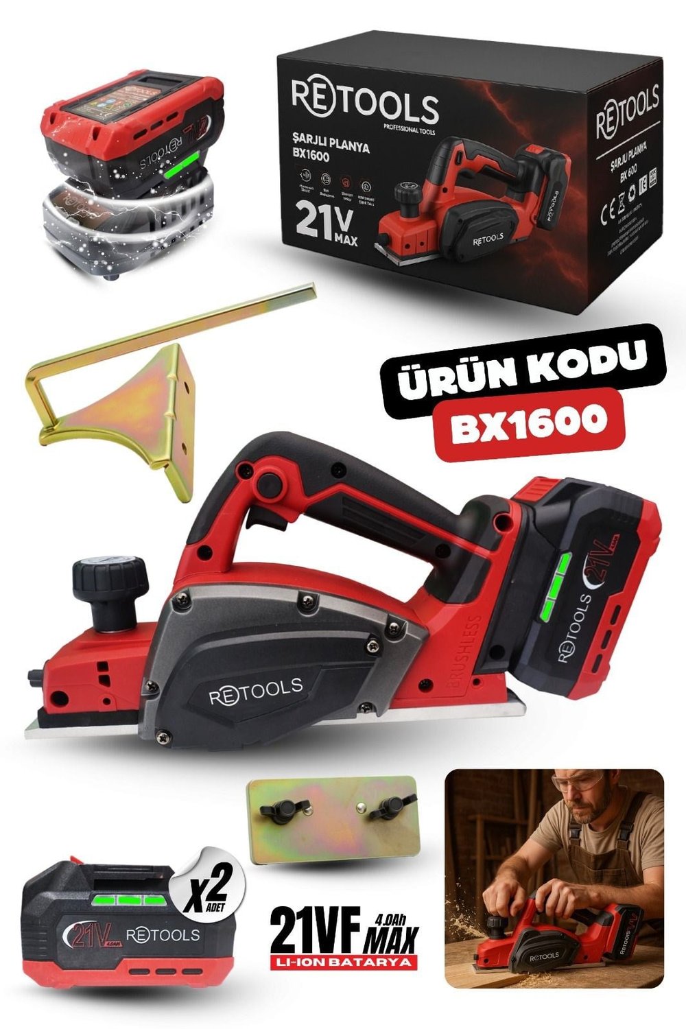 RETOOLS BX1600 ŞARJLI PLANYA SETİ