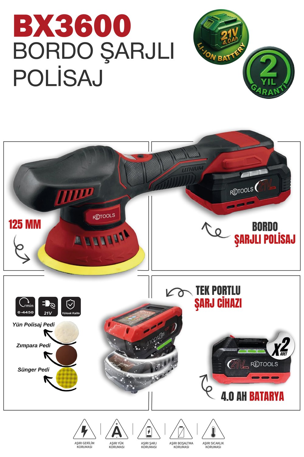 RETOOLS BX3600 BORDO ŞARJLI POLİSAJ