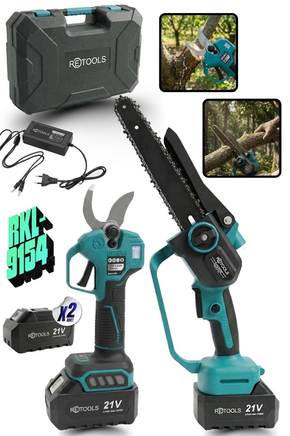 RETOOLS EKO MAVİ 2'Lİ SET (MAKAS - TESTERE (10 PİLLİ + DİJİTAL))