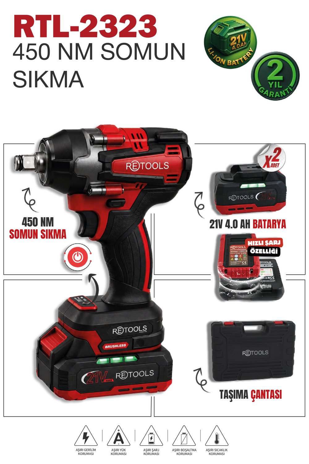 Retools RTL-2323 450 NM Somun Sıkma & Sökme Makinesi