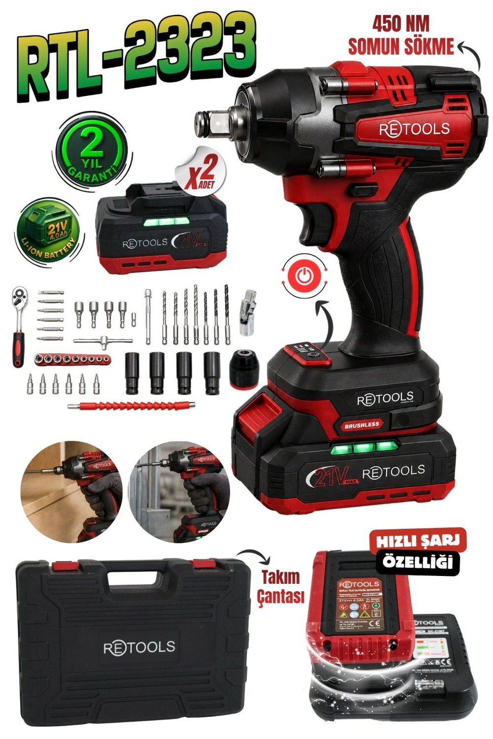 Retools RTL-2323 450 NM Somun Sıkma & Sökme Makinesi