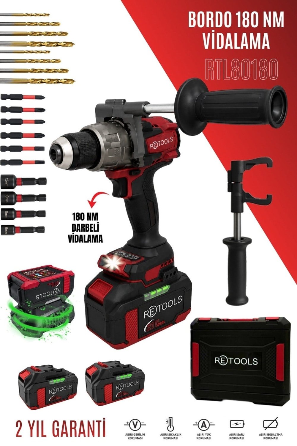 RETOOLS RTL80180 BORDO 180 NM VİDALAMA