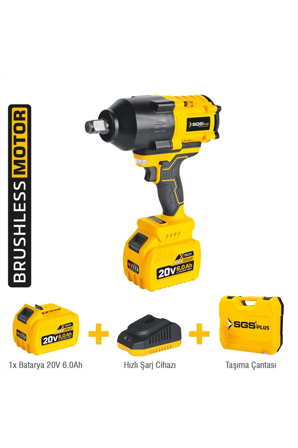 SGS DARBELİ SOMUN SIKMA SETİ 1200 NM TORK 3/4” 1*6.0 AH (KÖMÜRSÜZ MOTOR)