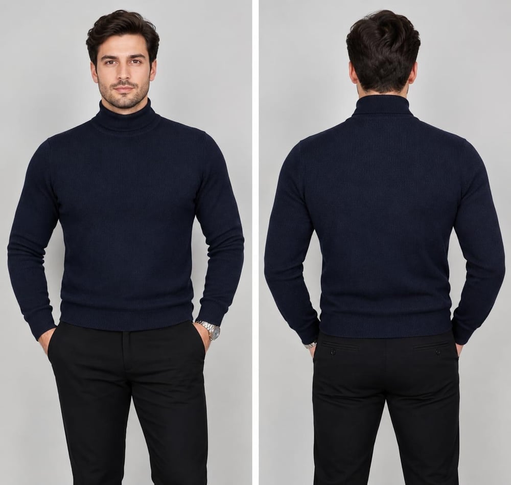 Polo Yaka Triko Sweatshirt - LACİVERT  ST- 502