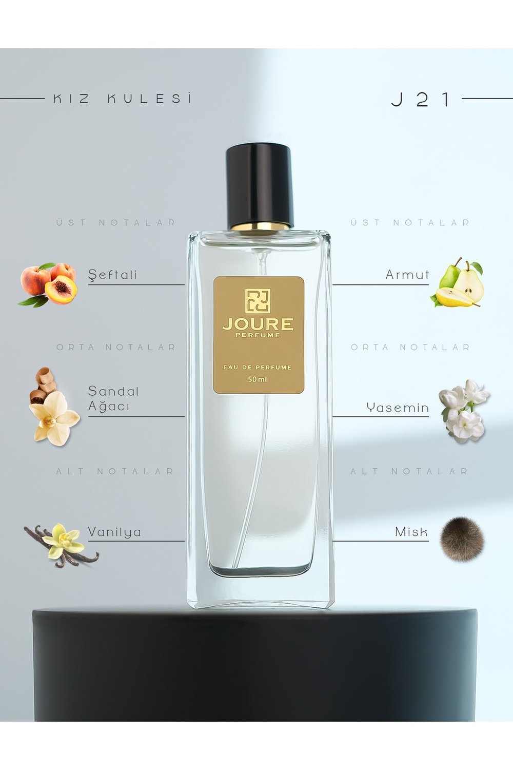 J21 - Meyveli Pudralı Yasemin Vanilya Kokulu 50ml Kalıcı Edp Kadın Parfüm