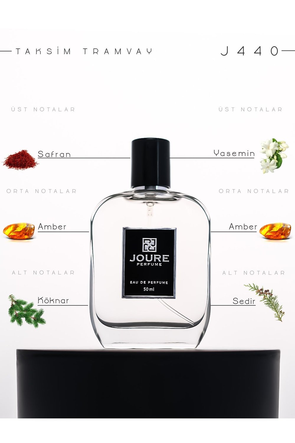 J440 - Odunsu Amber Baharatlı Kokulu 50ml Kalıcı Edp Unısex Parfüm