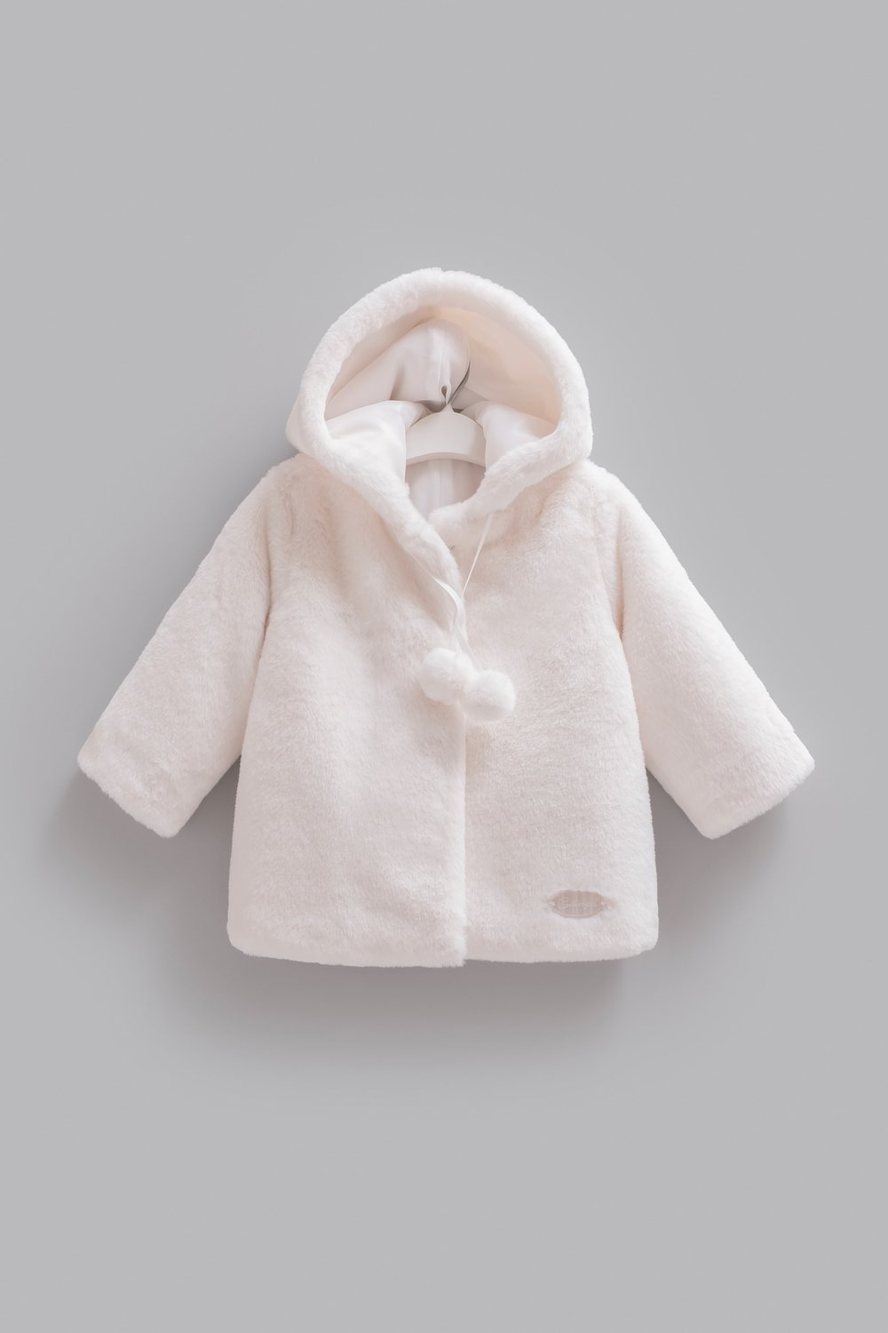 %100 Pamuk Kız Bebek Montu Kapüşonlu Ponponlu Çıtçıtlı Peluş Mont - Miniccobaby