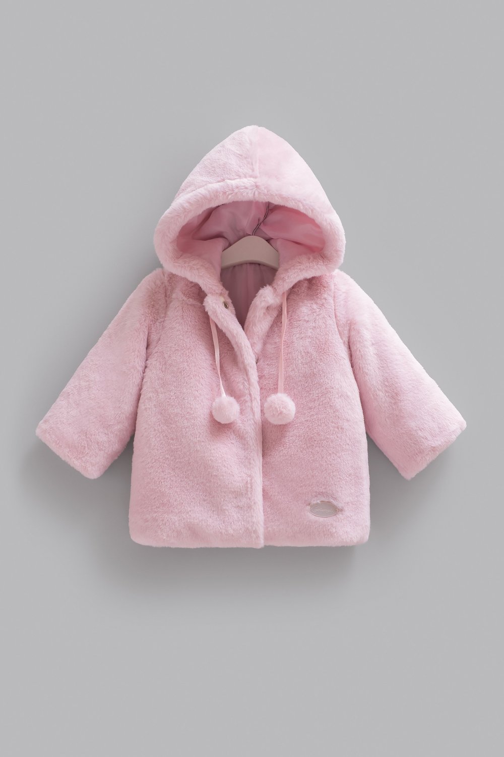 %100 Pamuk Kız Bebek Montu Kapüşonlu Ponponlu Çıtçıtlı Peluş Mont - Miniccobaby