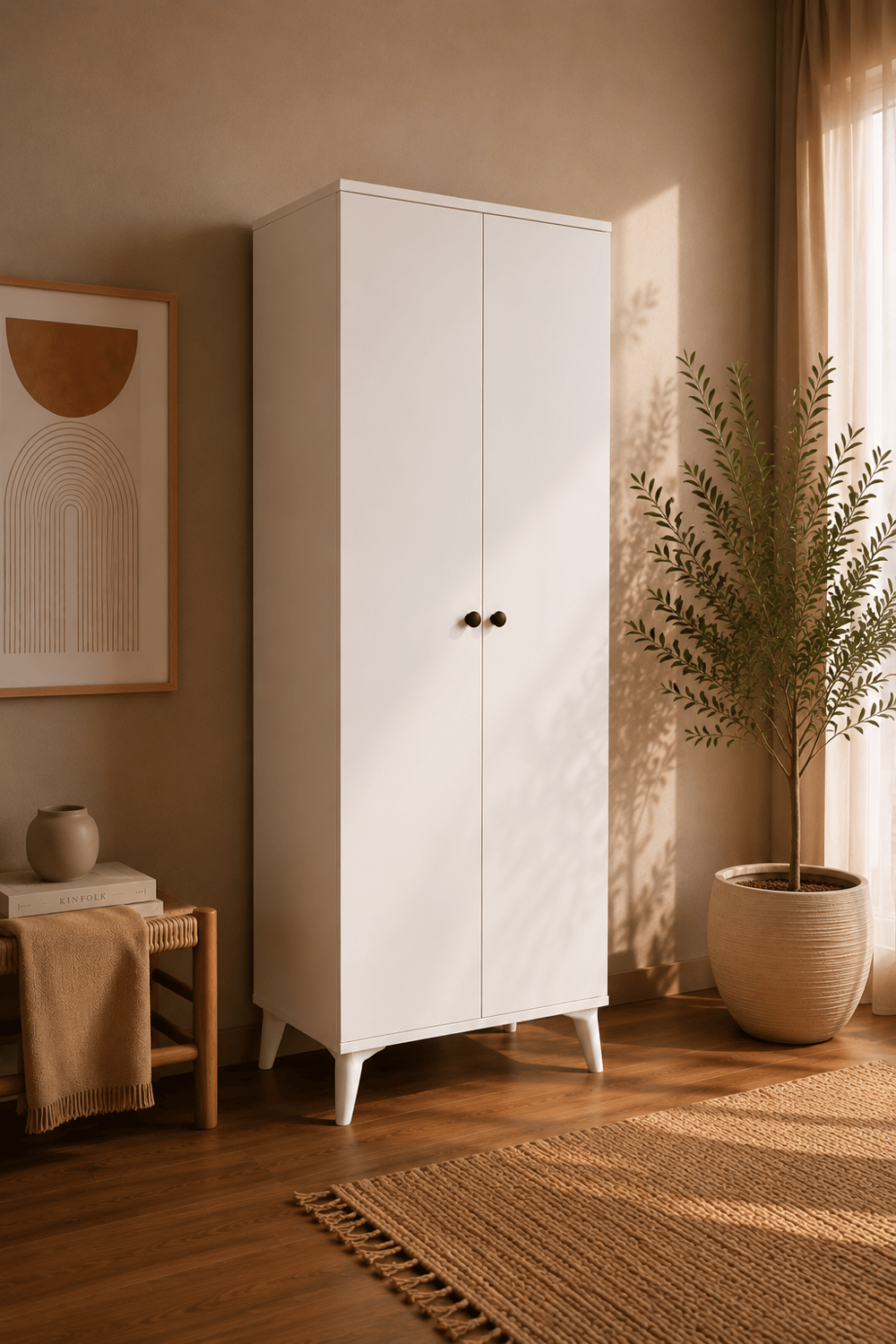 Vega Gardırop 2 Kapaklı (Mat Beyaz)