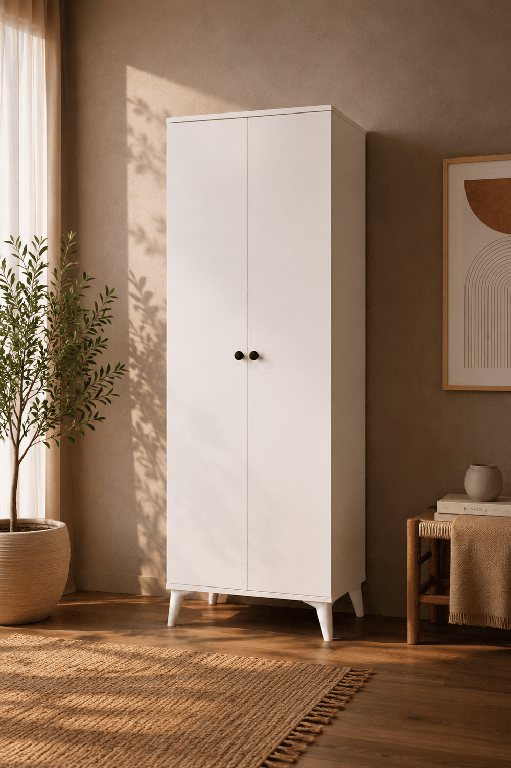 Vega Gardırop 2 Kapaklı (Mat Beyaz)