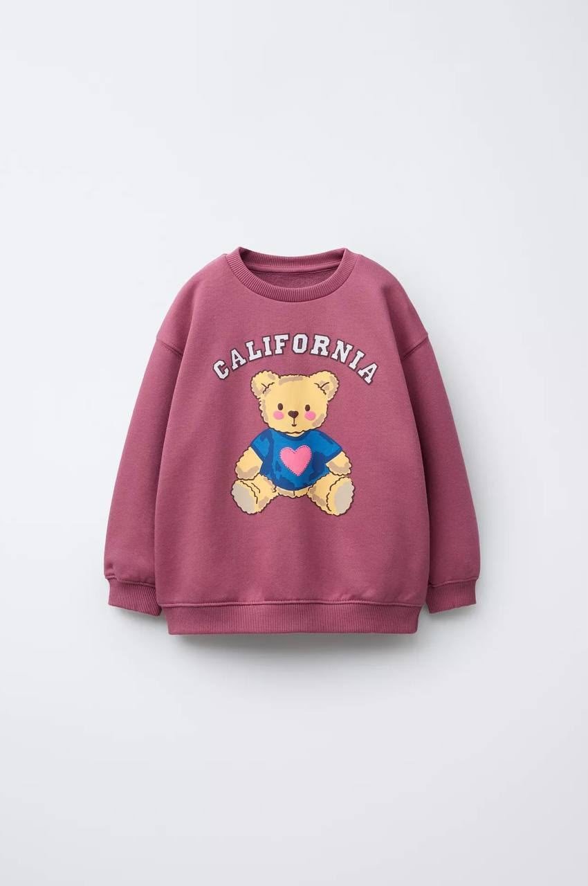 Kız Çocuk Gül Kurusu Teddy Bear Baskılı Eşofman Takımı
