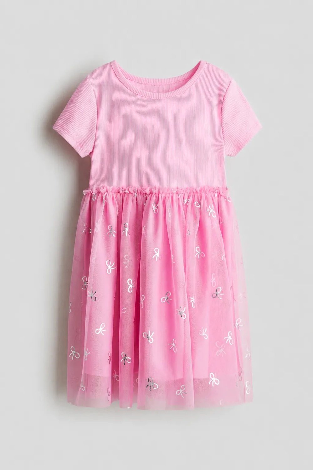 LACİEL PARİS FİYONK DESENLİ TÜLLÜ PEMBE ELBİSE