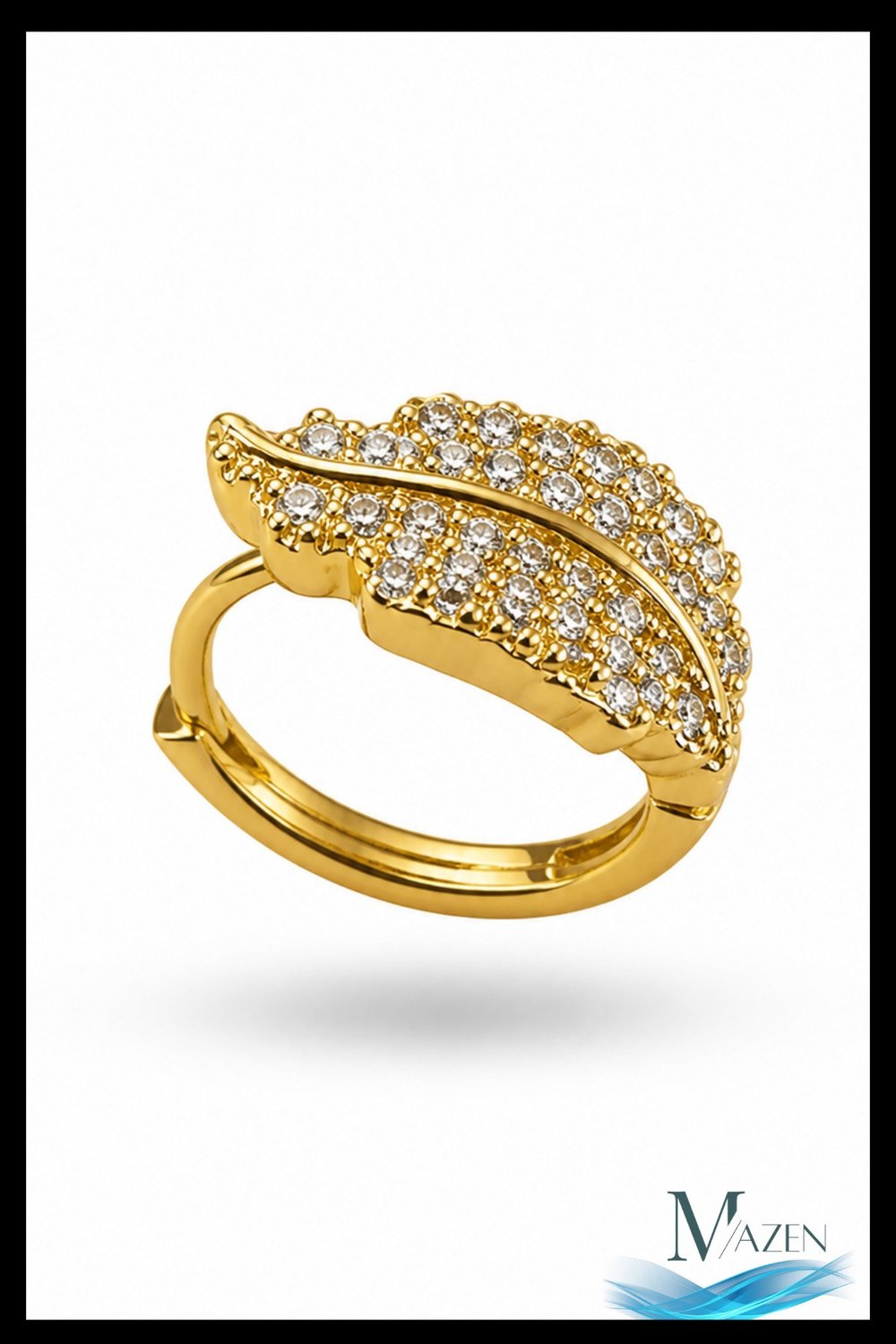 1 Adet Gold Renk Zirkon Taşlı Yaprak Şekilli Halka Küpe | 8 MM Helix Kıkırdak | Kararmaz