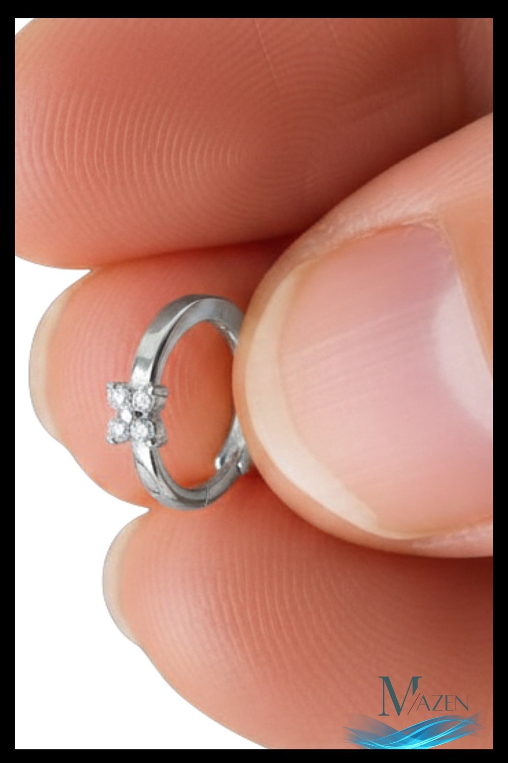 1 Adet Gümüş Renk Zirkon Taşlı Mini Çiçek Halka Küpe | 8 MM Çap | Helix Kıkırdak Piercing | Kararmaz