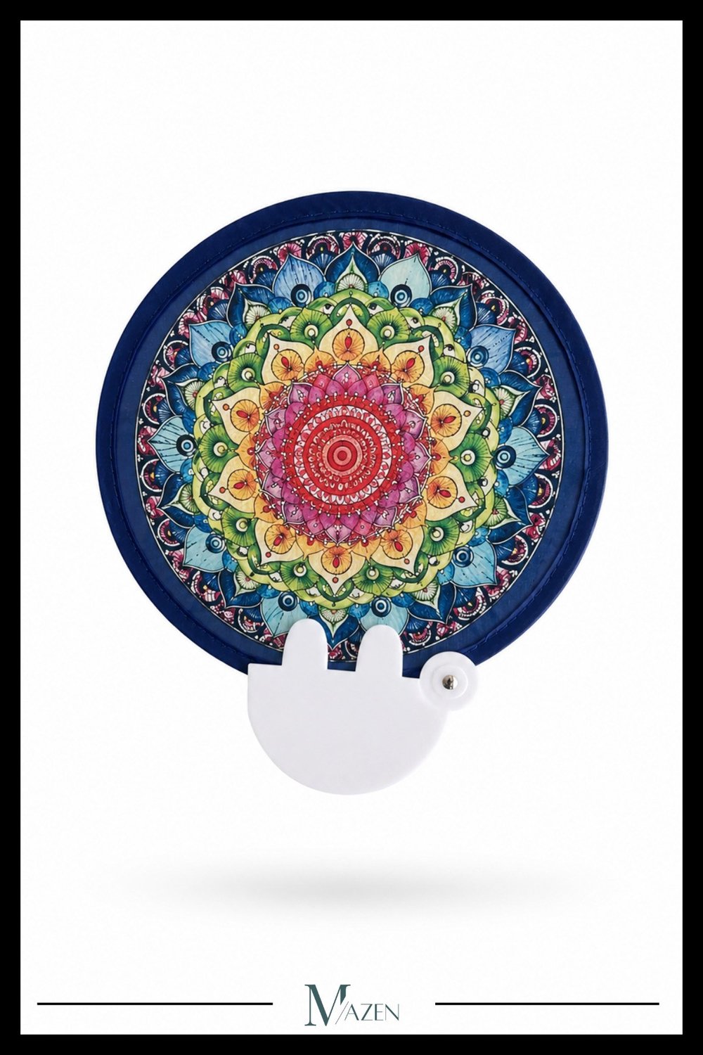 20 cm Katlanabilir Yelpaze Renkli Mandala Desenli Taşınabilir El Yelpazesi