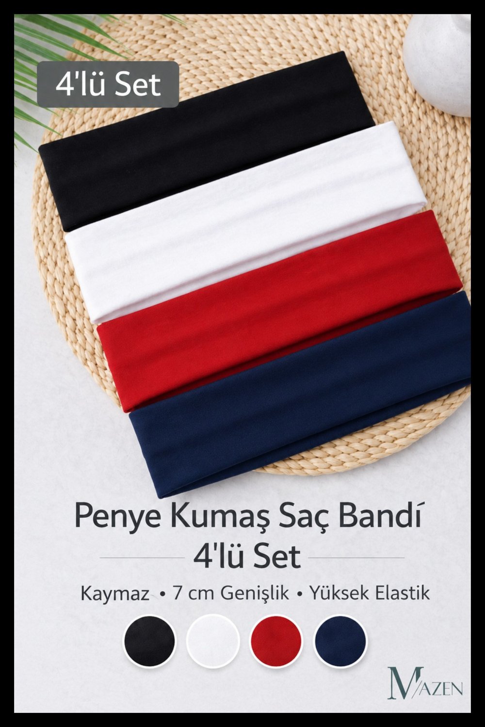 4 Adet Çok Amaçlı Penye Sporcu Bandı Saç Kafa Bandanası Yoga Ter Bandı Unisex