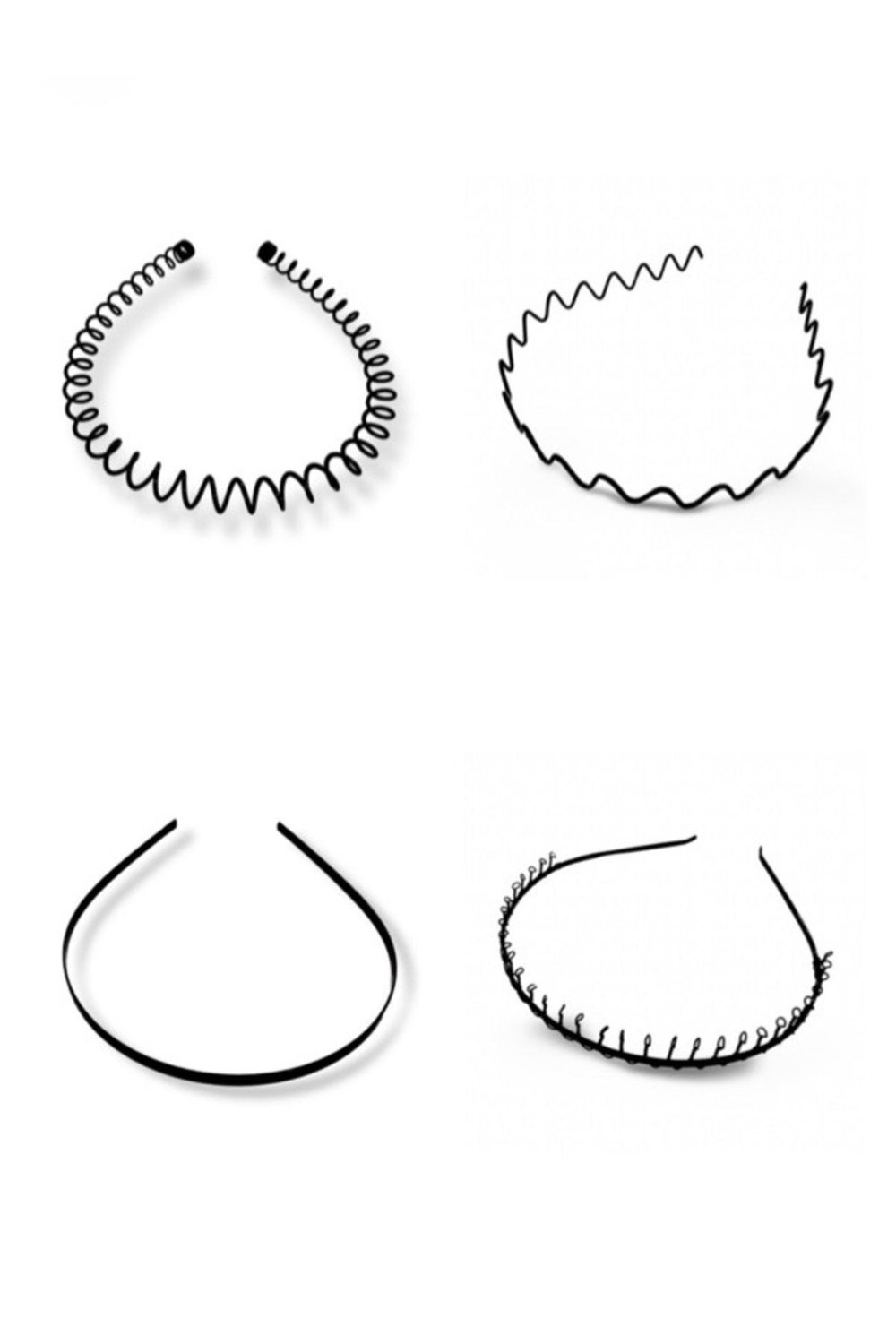 4'lü Set sporcu Unisex Metal Taç Yaylı Taraklı Zigzag Düz Tac
