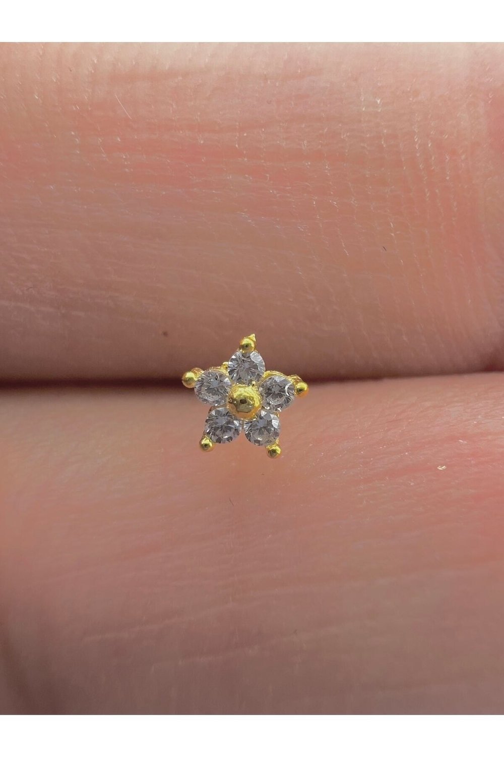 925 Ayar Gümüş Hızma. Yıldız Model Zirkon Taşlı Gold Renk