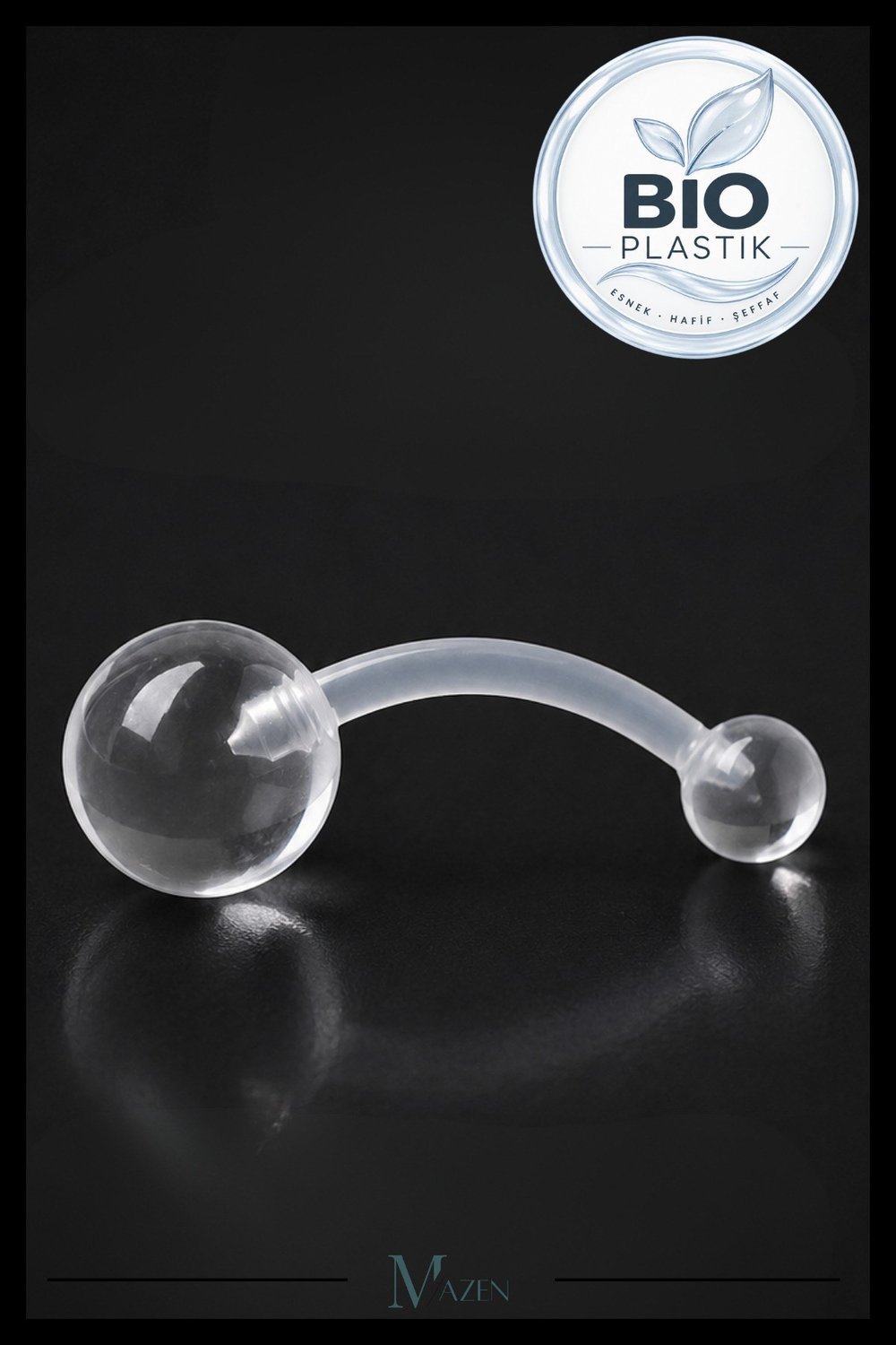 Bioplastik Göbek Piercing Şeffaf Esnek Barbell Göbek Takısı