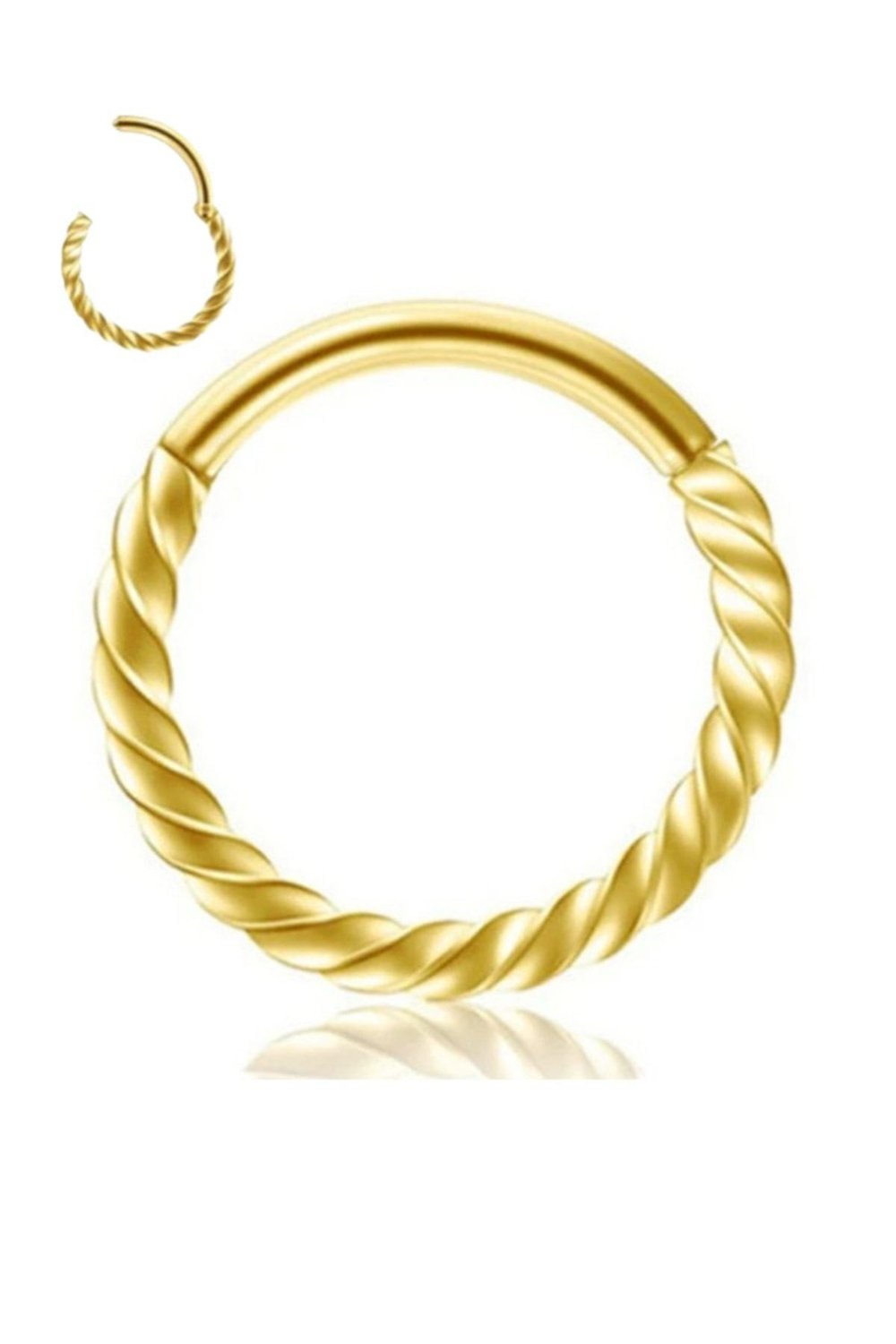 Burgulu Gold Cerrahi Çelik Tragus Helix Piercing Küpe 1 Adet Tam Tur Piercing ( Beden Seçenekli)