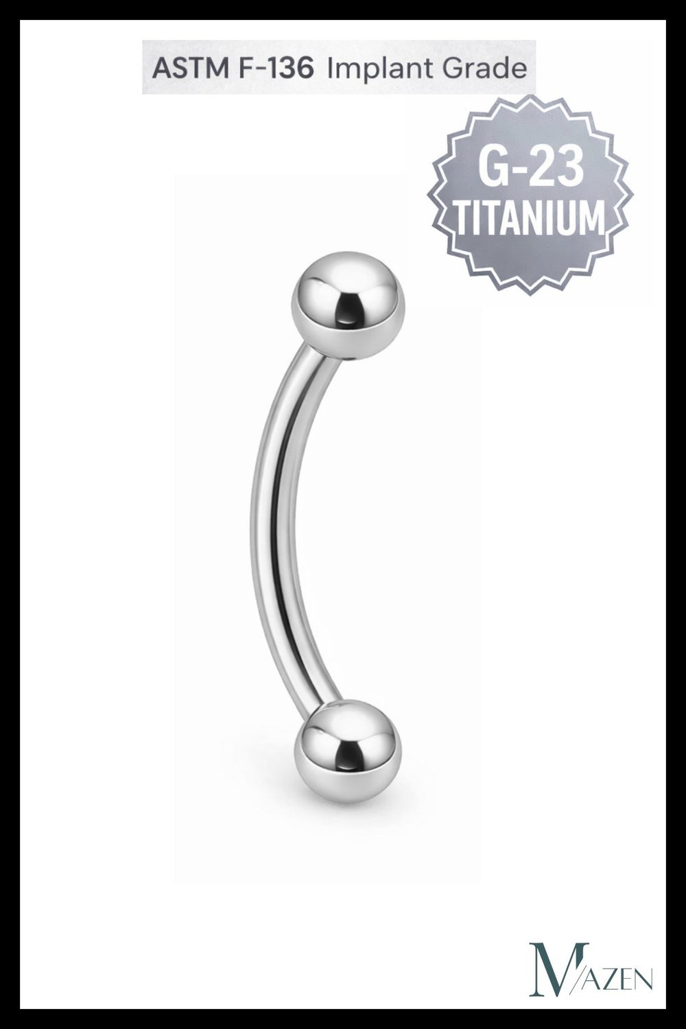 G-23 Titanyum Kaş Piercing | Toplu Kavisli Bar | Kararmaz Antialerjik