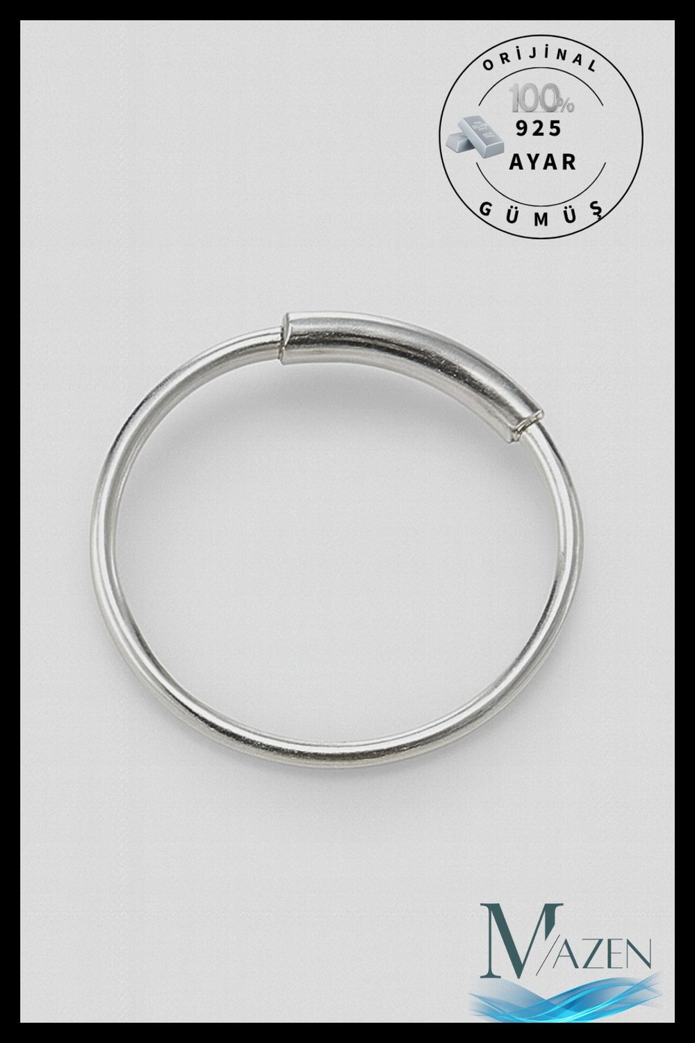 Gerçek 925 Ayar Gümüş İçe Geçmeli Halka Hızma | Unisex Burun Piercing