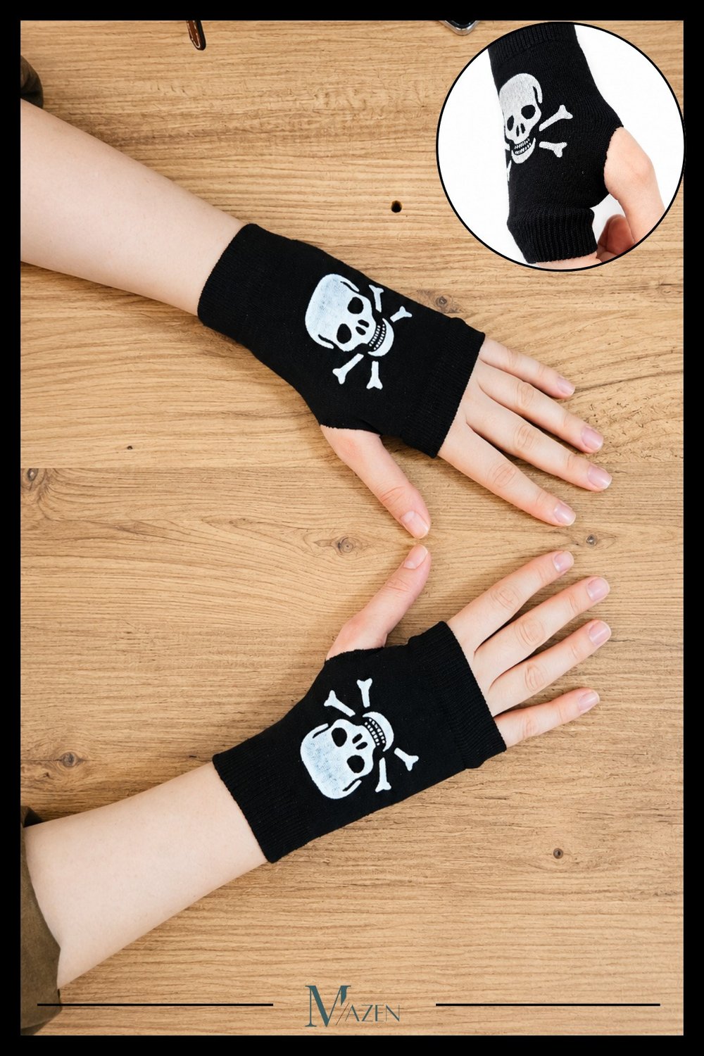 Kuru Kafa Baskılı Parmaksız Eldiven Unisex Triko Punk Rock Metal Gothic Emo Kışlık El Isıtıcı