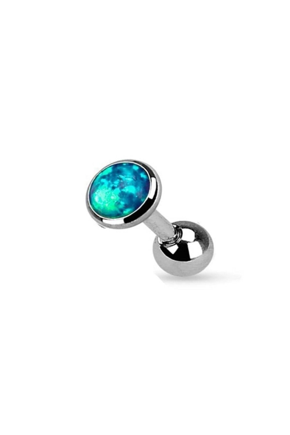 Mavi Opal Taşı Cerrahi Çelik Tragus Helix Piercing Küpe Bir Adet 6 Mm