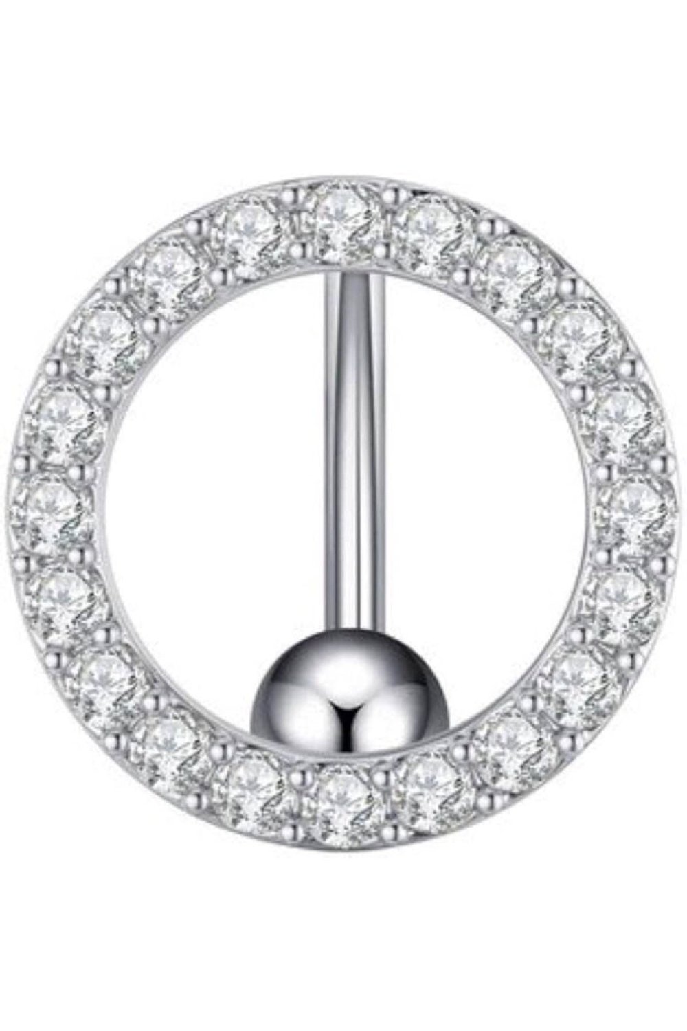 Oval Cerrahi Çelik Zirkon Taşlı Göbek Piercing Özel Tasarım
