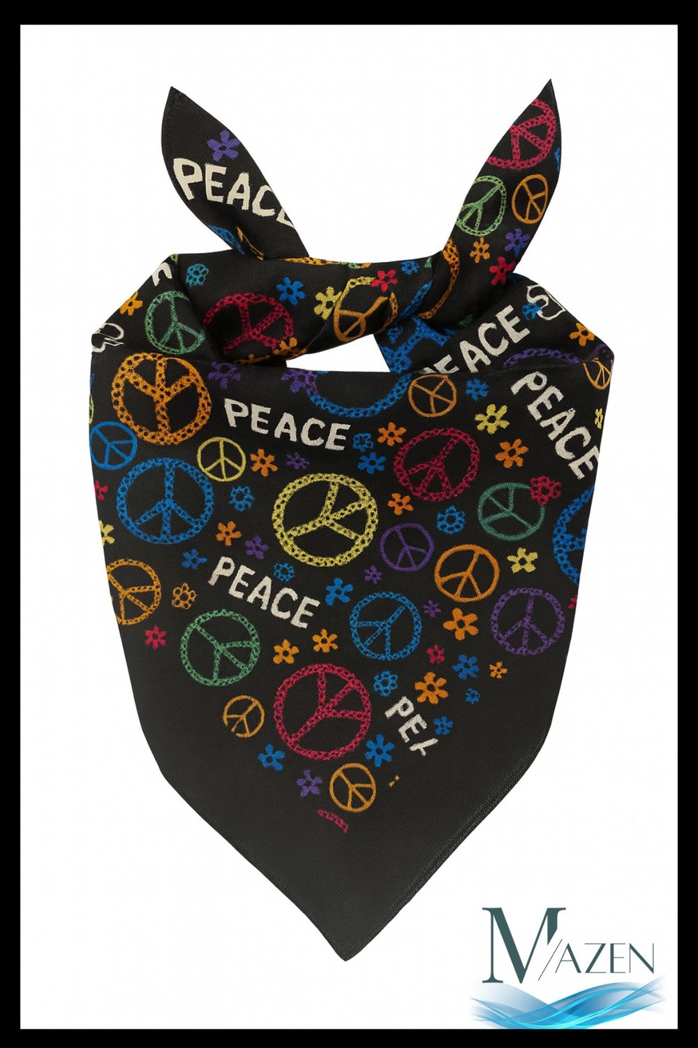 Peace Desenli Çok Amaçlı Bandana Fular 50x50