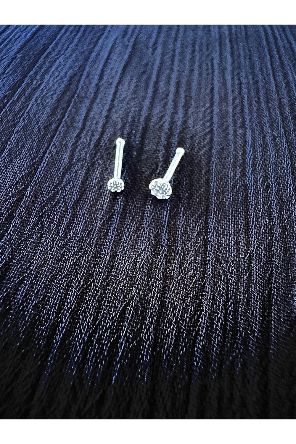 Tek Taş 925 Ayar Gümüş Hızma 2 Adet (2mm ve 3mm taşlı)