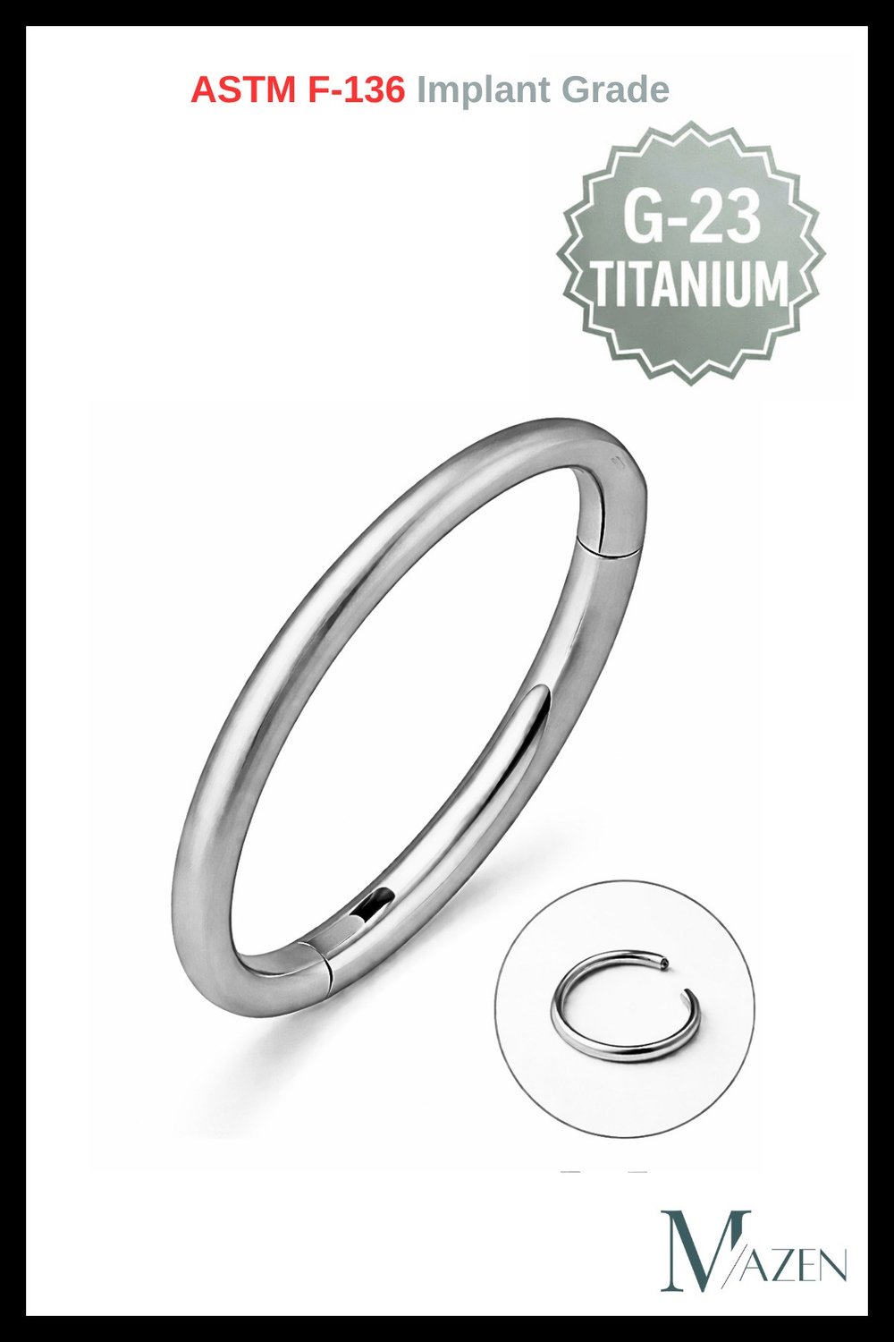 Titanyum Tam Halka Clicker Piercing | Beden Seçenekli | G23 Premium Seri