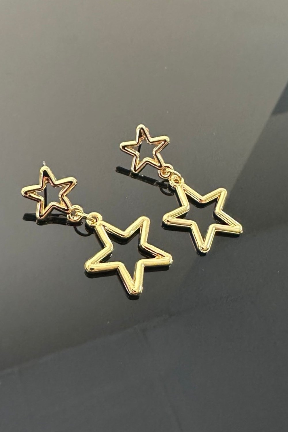 Yıldız Sallantılı Tasarım Küpe Özel Kaplama 4 cm