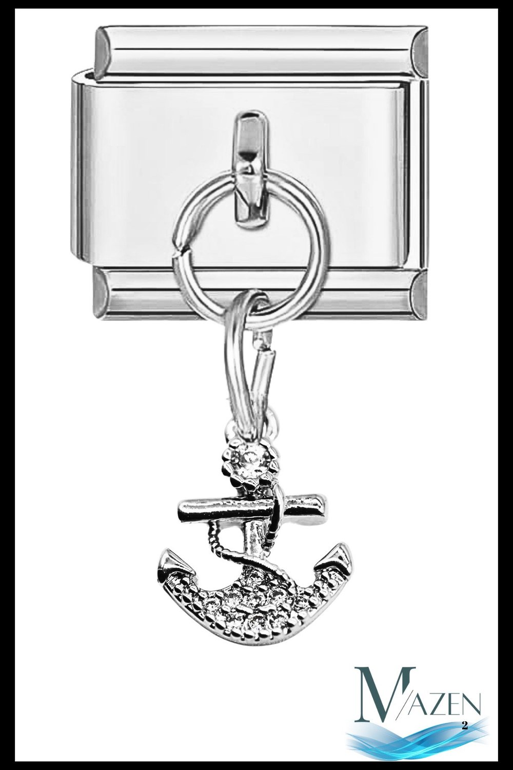 Zirkon Taşlı Çapa Sallantılı Charm | İtalyan Bileklik Uyumlu | Parlak Detaylı Aksesuar