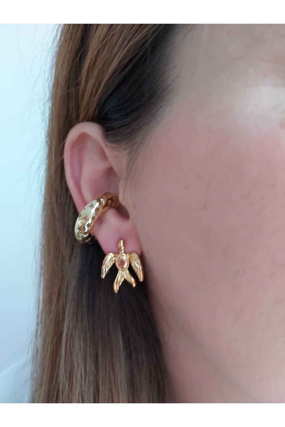 Anka kuşu gold küpe
