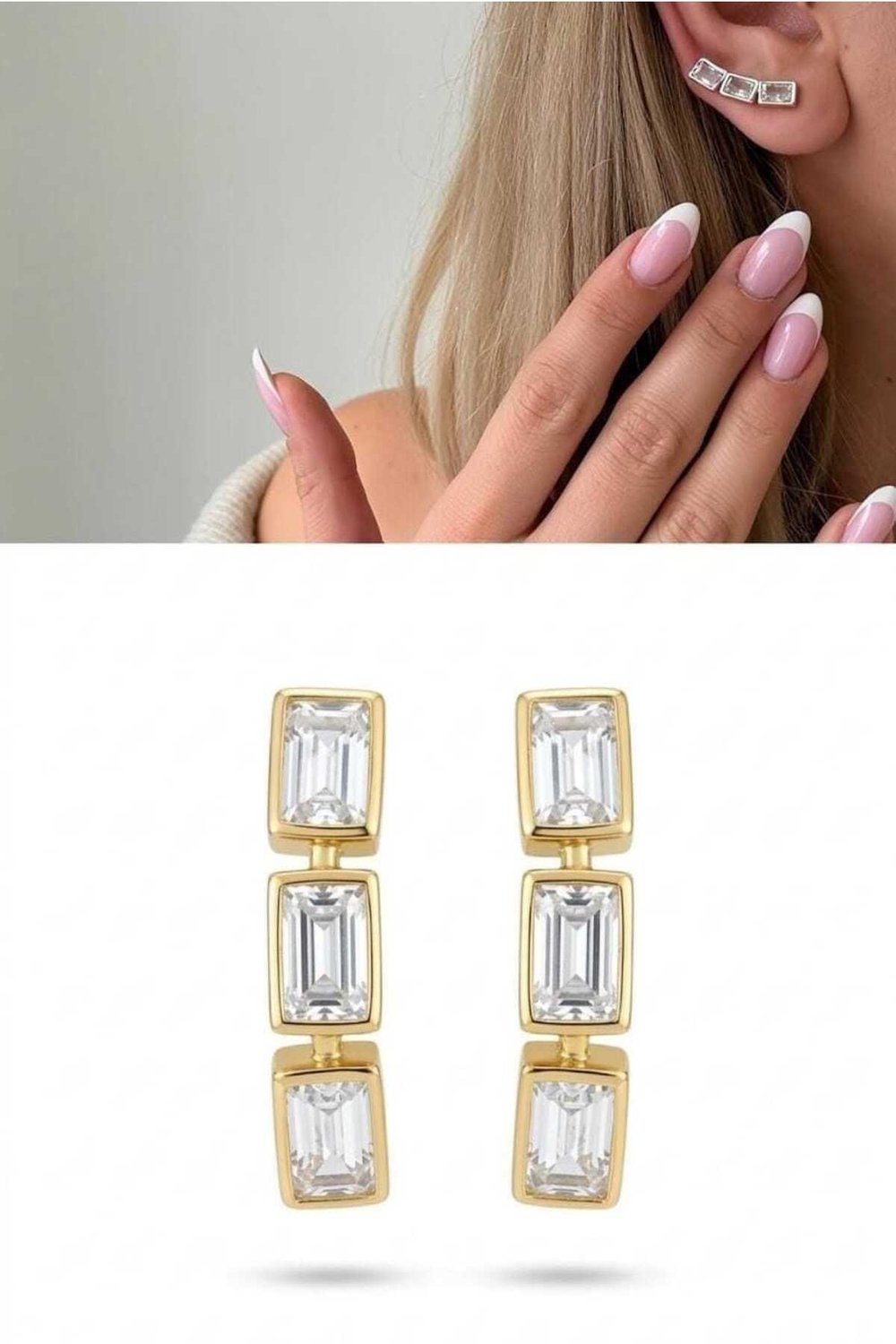 Baget Taş Bonnie Gold Küpe
