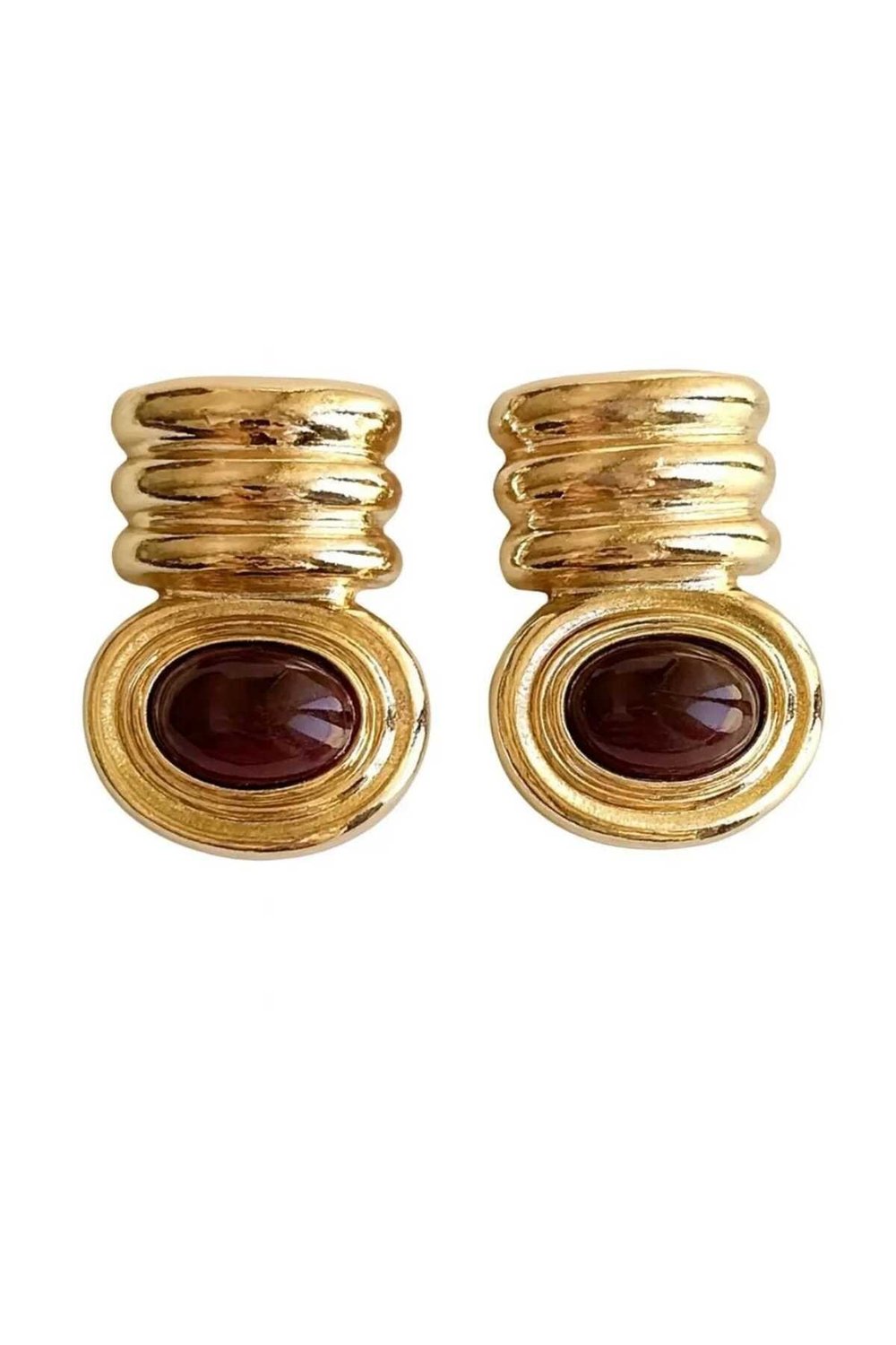 Bordo taş detay vintage küpe