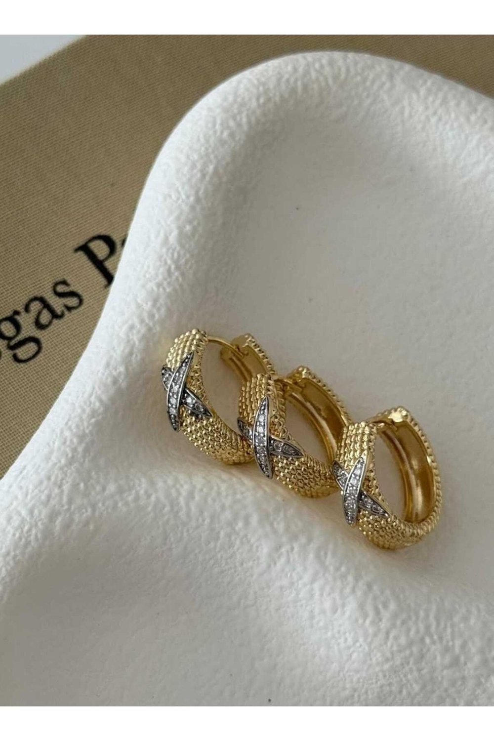 Çelik 3'lü set gold X küpe