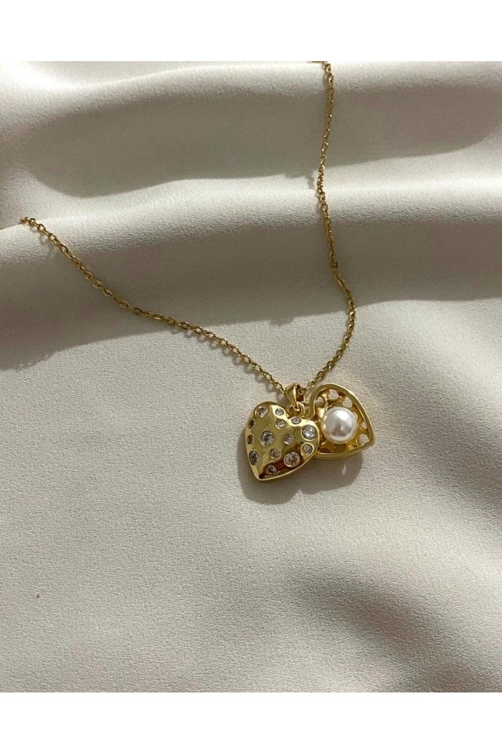 Çelik inci gold kolye
