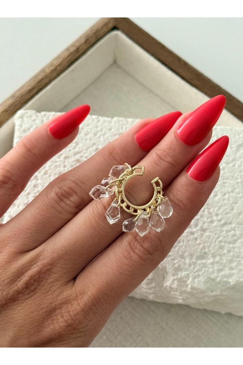 Damla Taş Detay Gold Earcuff