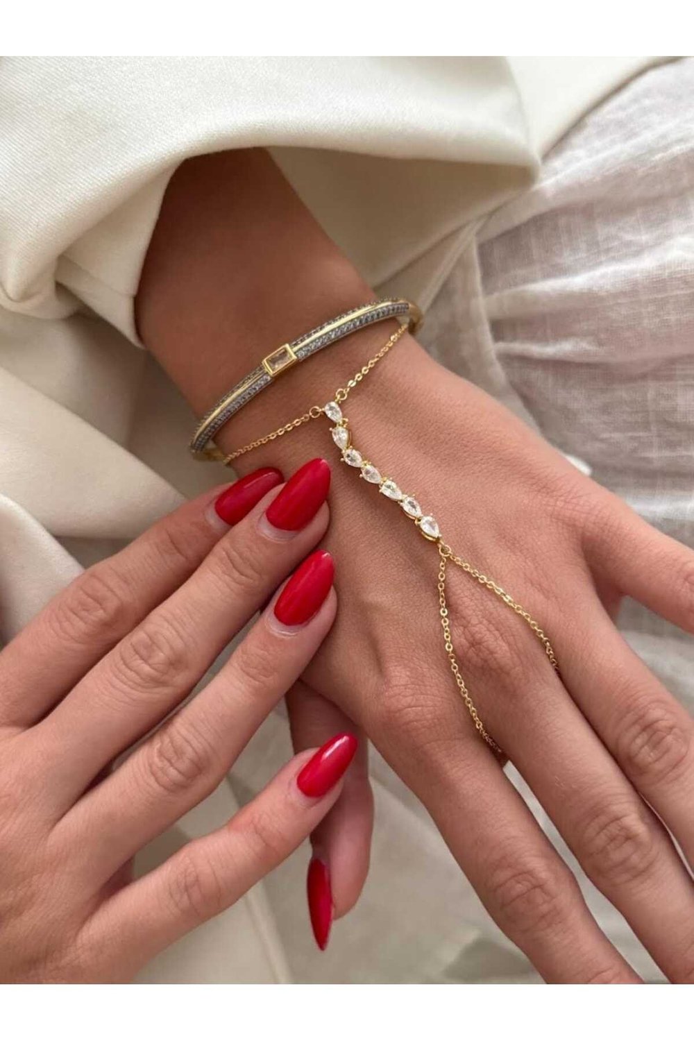 Gold damla taş şahmeran bileklik