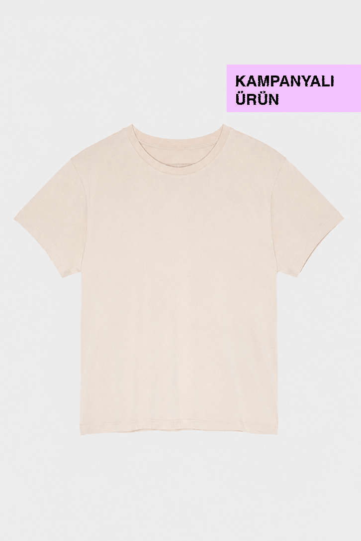 199X Yıkamalı Baby Tee | Bej
