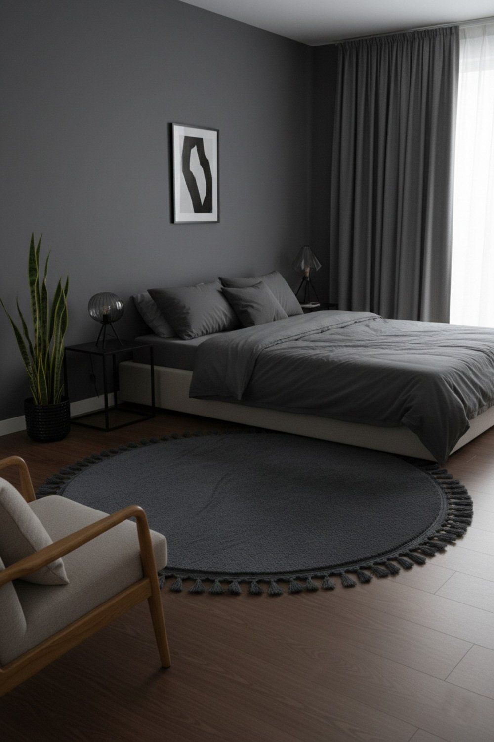 Comfort Yuvarlak Ponpon Saçaklı Peluş Halı(Yatak Odası- Çocuk Odası- Antre- Yemek Odası)Kaymaz Taban