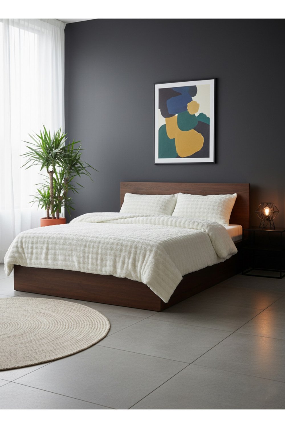 Diamond 3 Parça Bubble Kürk Comforter Set, Çift Kişilik Yorgan Seti (220x240)-KREM
