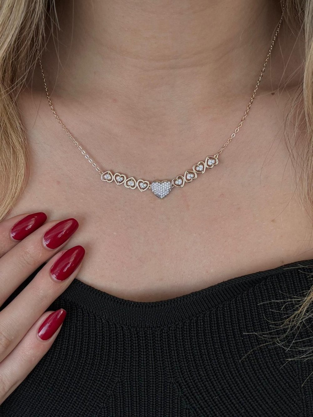 Özel Seri Hearts Gold Kolye 4374