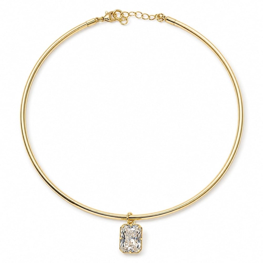 Özel Seri Markiz  Büyük Kare Taşlı Choker Kolye