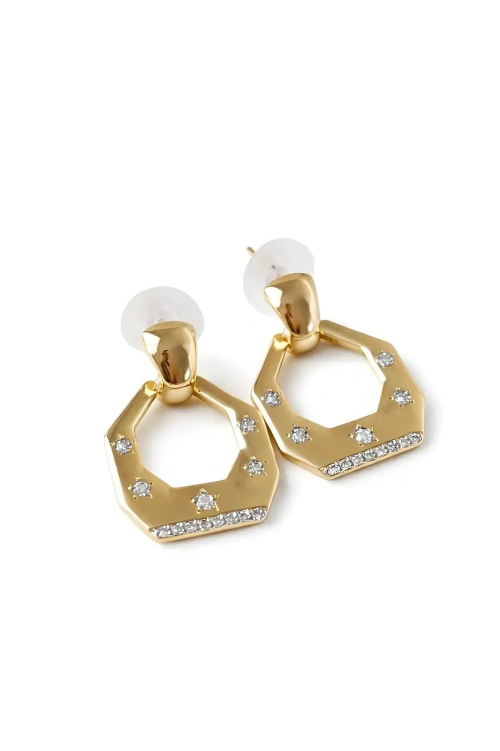 Özel Seri Minimal Taşlı Gold Küpe 4470